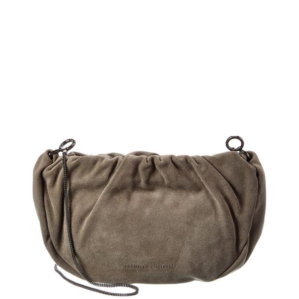 Brunello Cucinelli Suede Hobo Bag, Beige